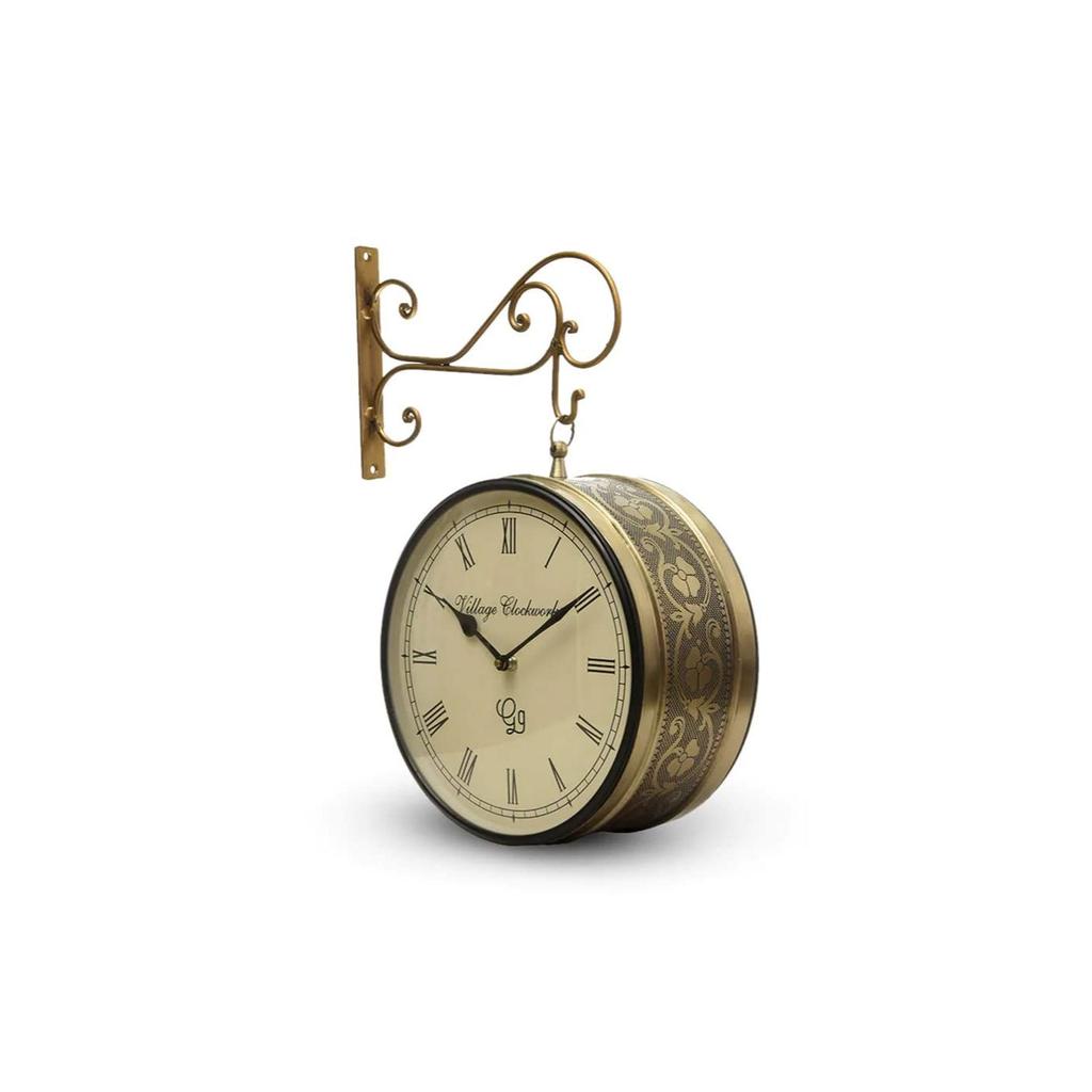 Railway Clock Station Clock Vintage Clock (8 Br) - Analog, Metal, 20 Cm, Gold