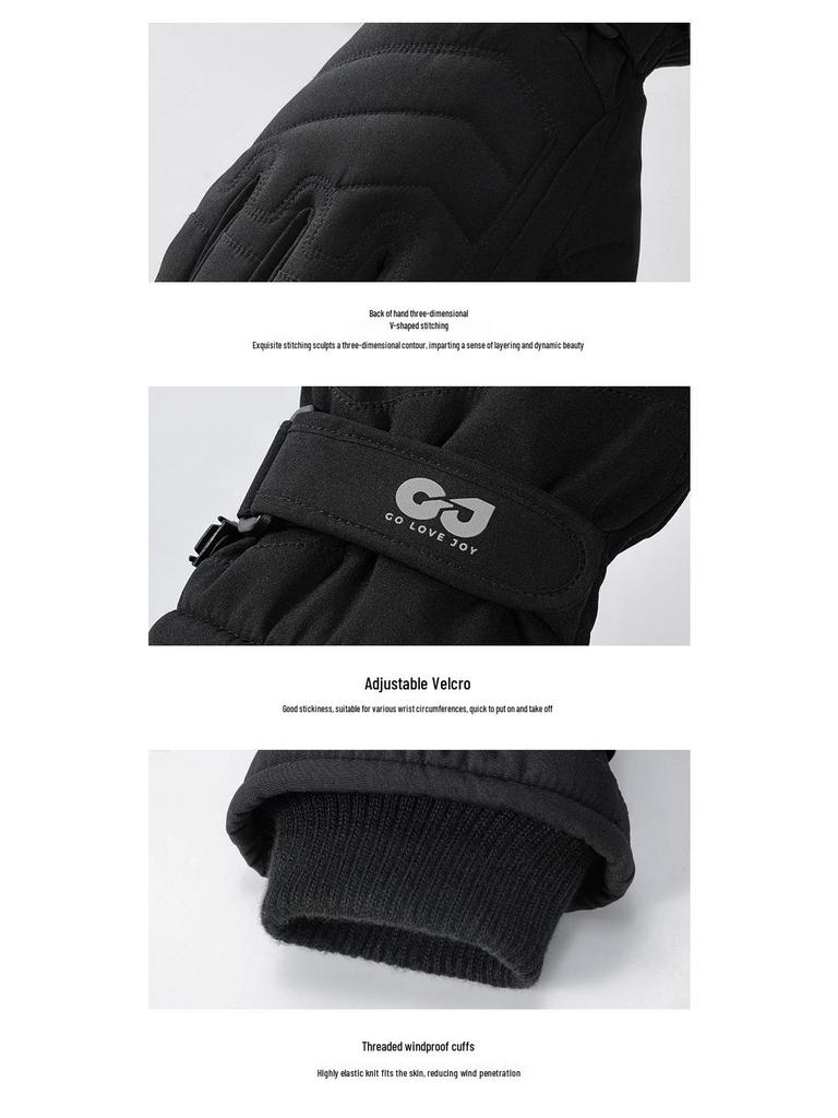 SK42 Unisex Fleece-Lined Ski Gloves: Anti-Slip, Thickened, Warm for Outdoor Sports and Motorcycle Riding