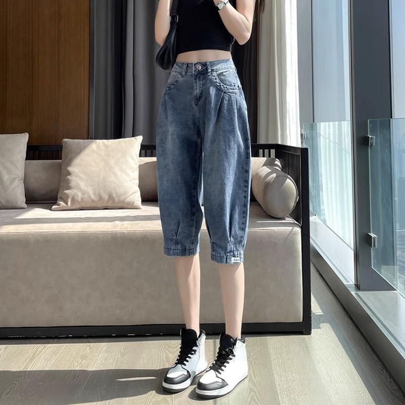 Coola och bekväma cropped jeans med lös passform och vida ben för kvinnor