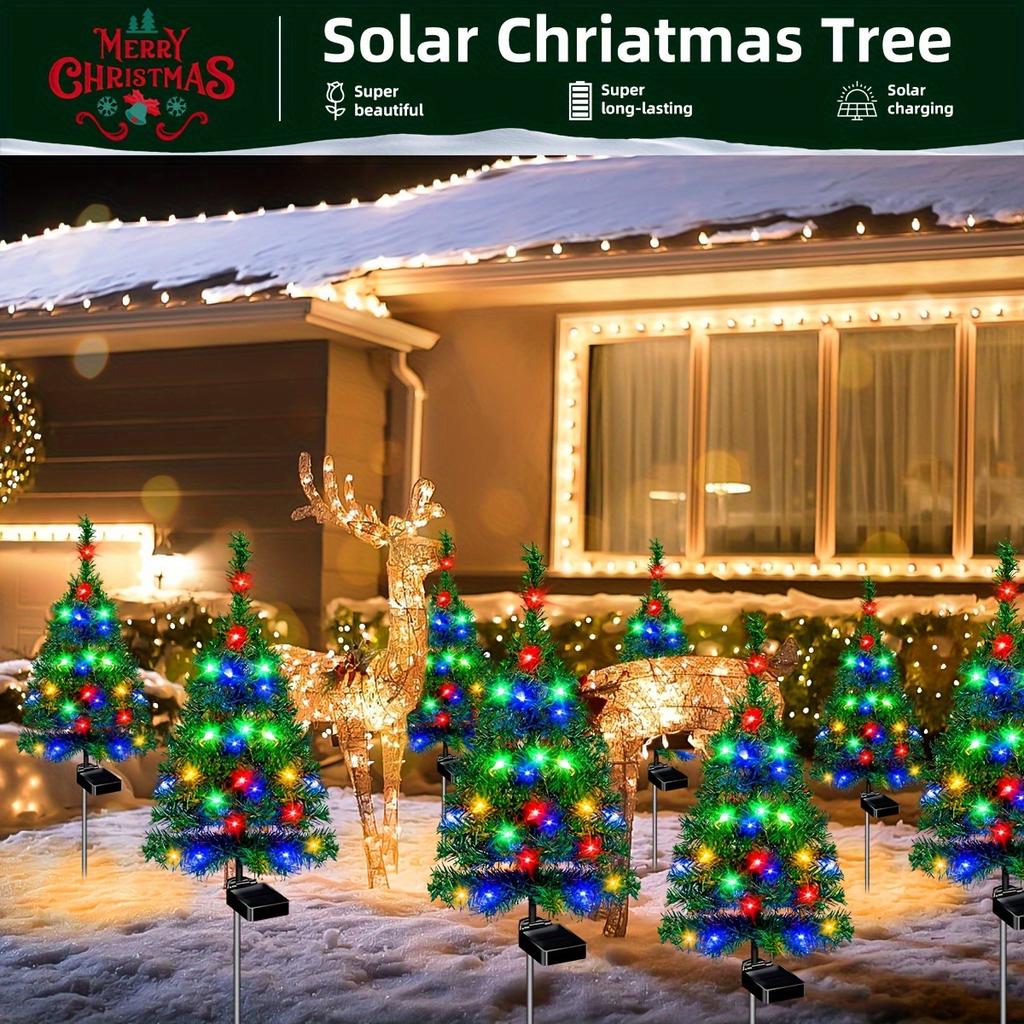 Christmas Outdoor Party Decoration Solar Garden Lights Colorful Ljavascript:ED Christmas Tree Lights Courtyard Lawn Front Path