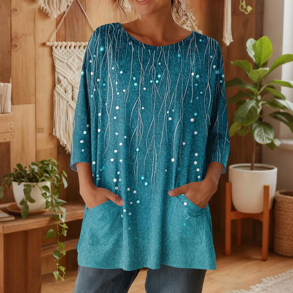 Damen 3/4-Ärmel Shirts Grafik-T-Shirts Shirts Lässige Basic-Tops Pullover