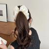 Elegant Flower Clip Resin Bow Mesh Vertical Clip Korean Style Women Ponytail Holder For Gifts Solid Color Hair Accessory