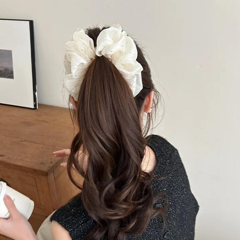 Elegant Flower Clip Resin Bow Mesh Vertical Clip Korean Style Women Ponytail Holder For Gifts Solid Color Hair Accessory