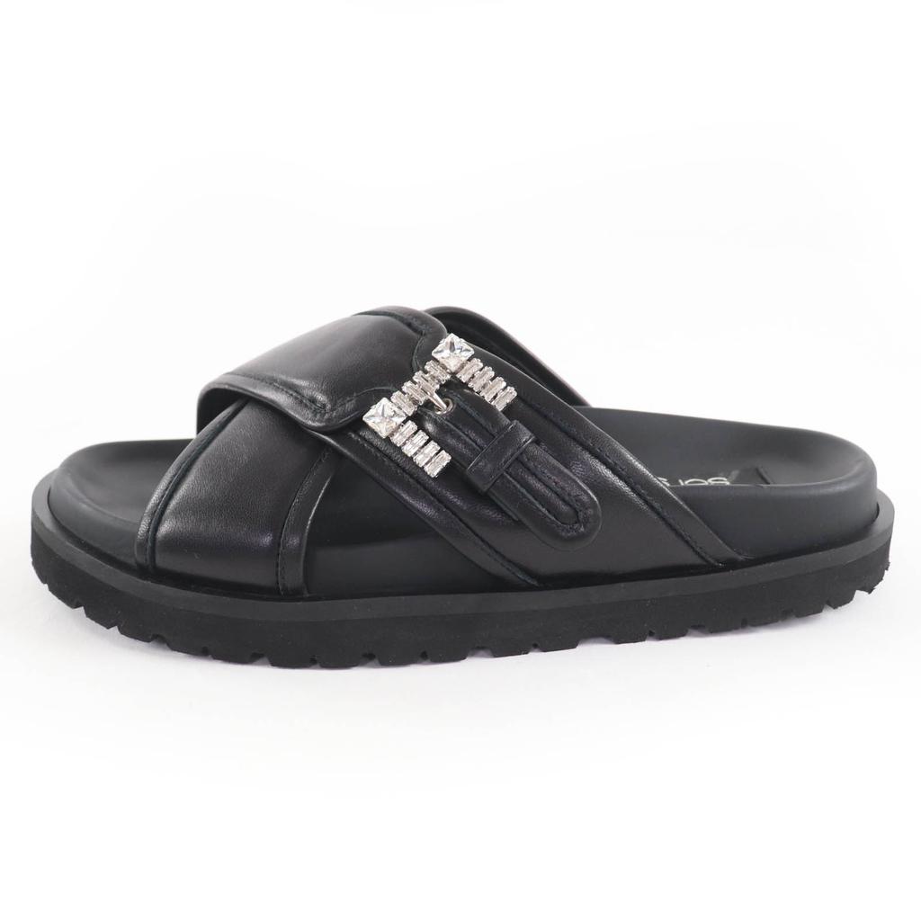 Very Good Sergio Rossi Sandals sr Twenty Leather cross with jewels black 37.5 Used