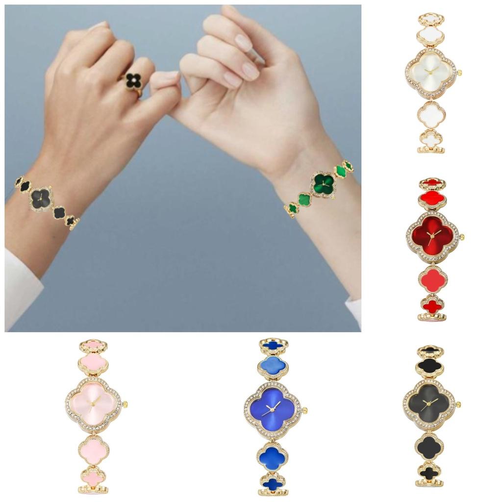 Clover Four Leaf Quartz Watch Leather Alhambra Wristwatch Accessory Gifts Girls