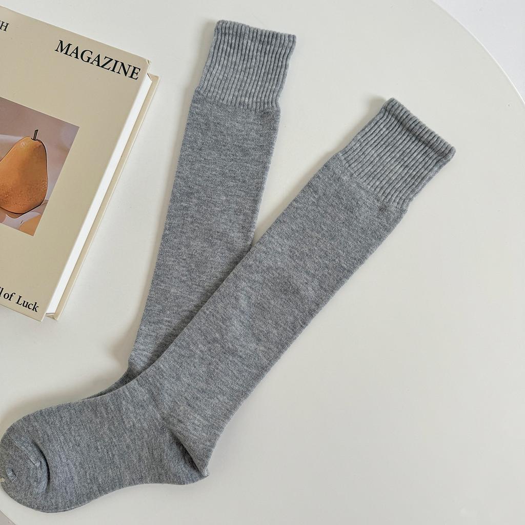 Autumn And Winter Warm Knee Socks Stockings Velvet Solid Color Knitted Jk Medium Tube Socks Cashmere Calf Socks Women Stockings