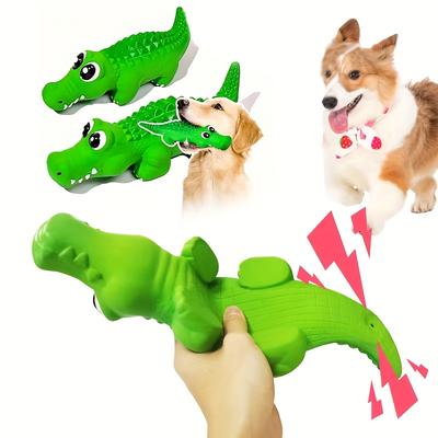 Juguete Masticable de Goma Duradera para Perros Masticadores Agresivos - Látex con Forma de Cocodrilo con Sonido Chirriante, Adecuado para Todas las Razas, Juguete Masticable