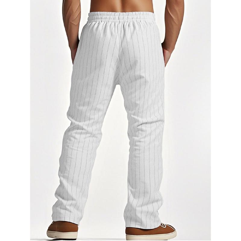 2026 casual versatile striped cotton-linen loose breathable fashion sports men's pants