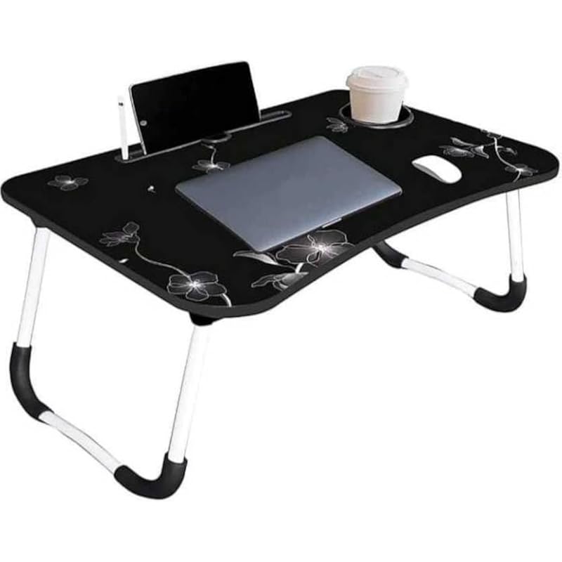 Yajnas Wooden Multipurpose Foldable Laptop Table With Cup&Tab Holder|Table Holder Study Table,Breakfast Table,Foldable A