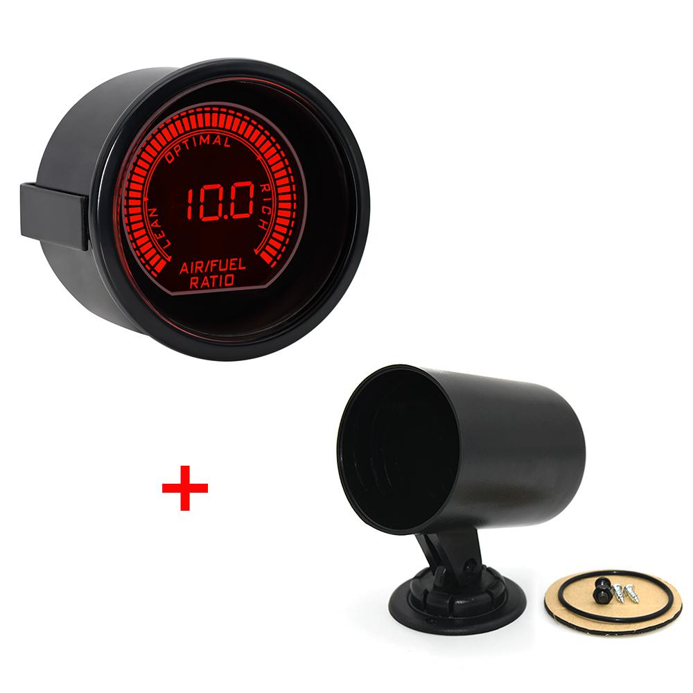 

2 52mm Air Fuel Ratio Gauge 20:1~10:1 AFR Meter Red&Blue Dual Led Car Gauge With Black Single Holder Fit 12V Racing Car