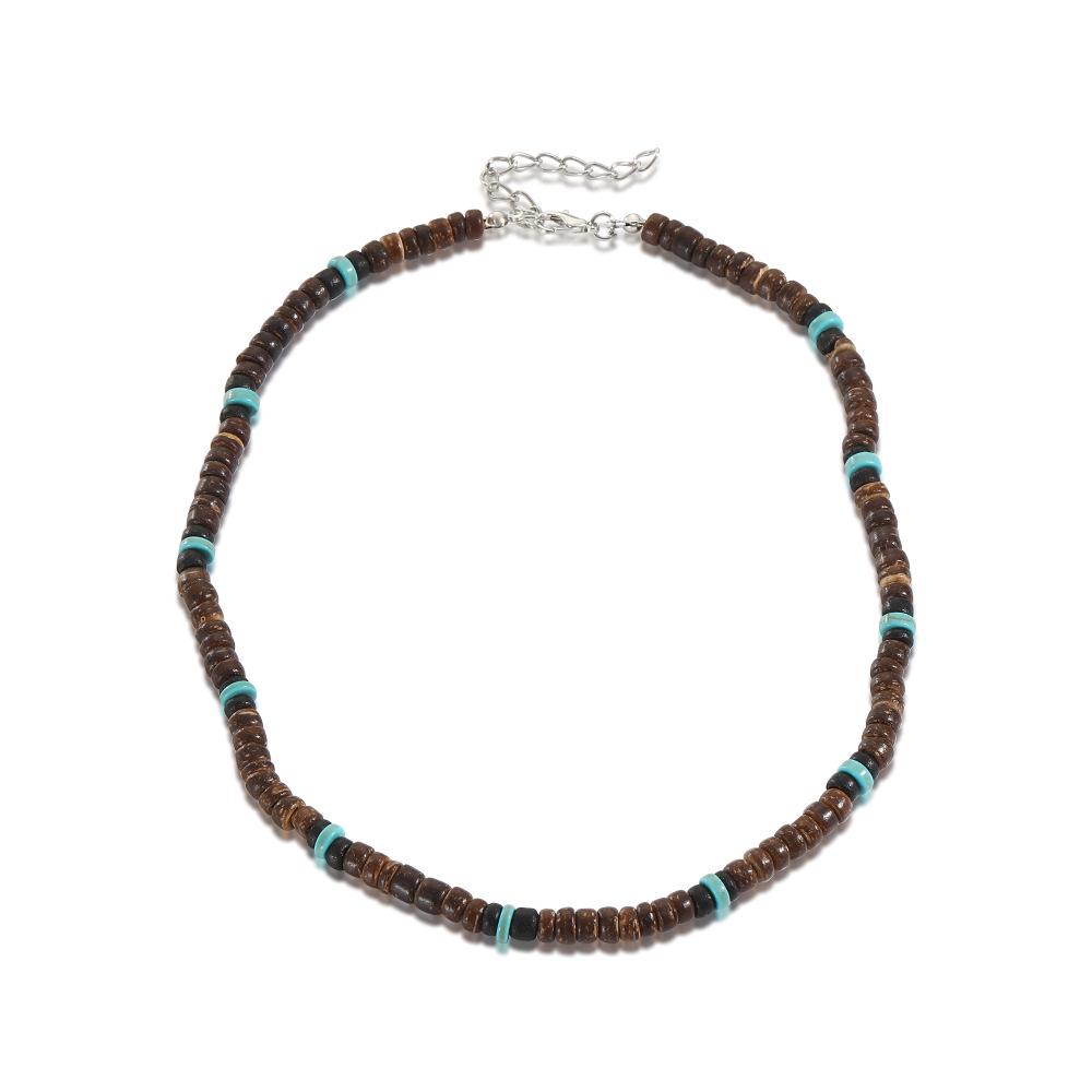 Bohemian Turquoise Coconut Shell Beaded Men's Layered Necklace
