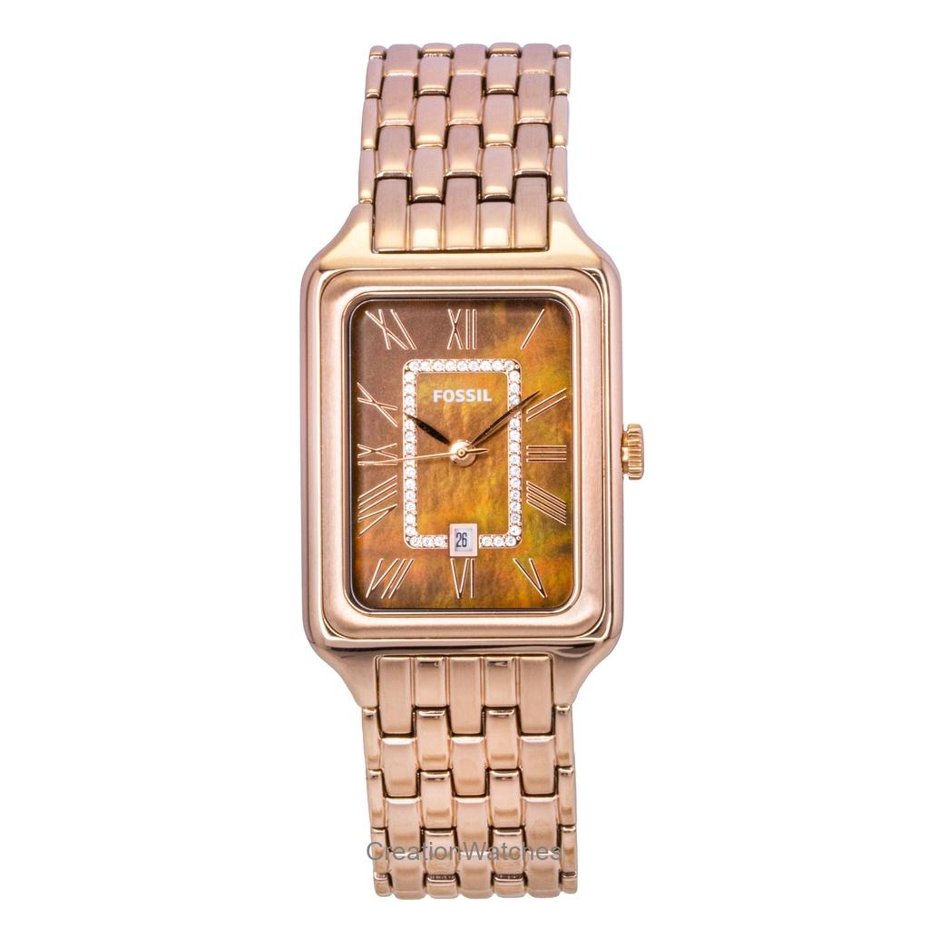 

Fossil Raquel Розово-золотистый тон Нержавеющая сталь Коричневый Перламутровый циферблат Кварцевые ES5323 Женские часы коричневый