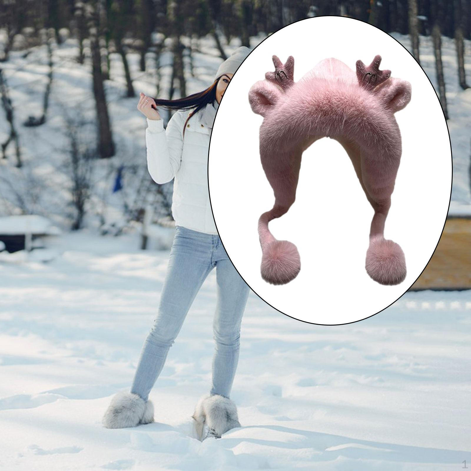 

Женская шапка с рогами и ушками, защита ушей, портативная модная плюшевая зимняя теплая шляпа для езды на велосипеде кофейный