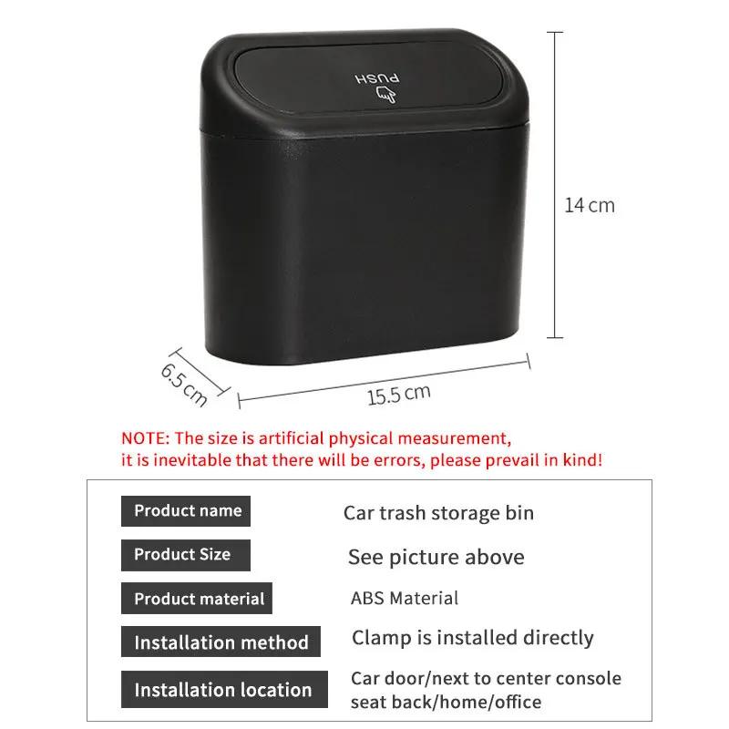 Universal Car Hanging Trash Can Mini Car Flip Cover Debris Organizer Storage Box ABS Square Push Car Interior Accessories