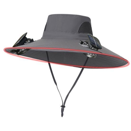 

Широкополая шляпа от солнца со встроенным солнечным вентилятором для мужчин и женщин, летняя охлаждающая пляжная шляпа-ведро для рыбалки на открытом воздухе, пешего туризма, кемпинга A