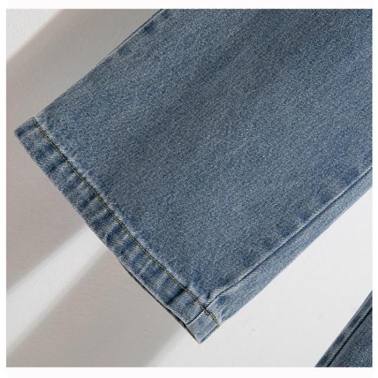 Women Autumn Loose Casual Denim Blue Wide Leg Pants Elastic Basic Trousers Plus Size Long Jeans