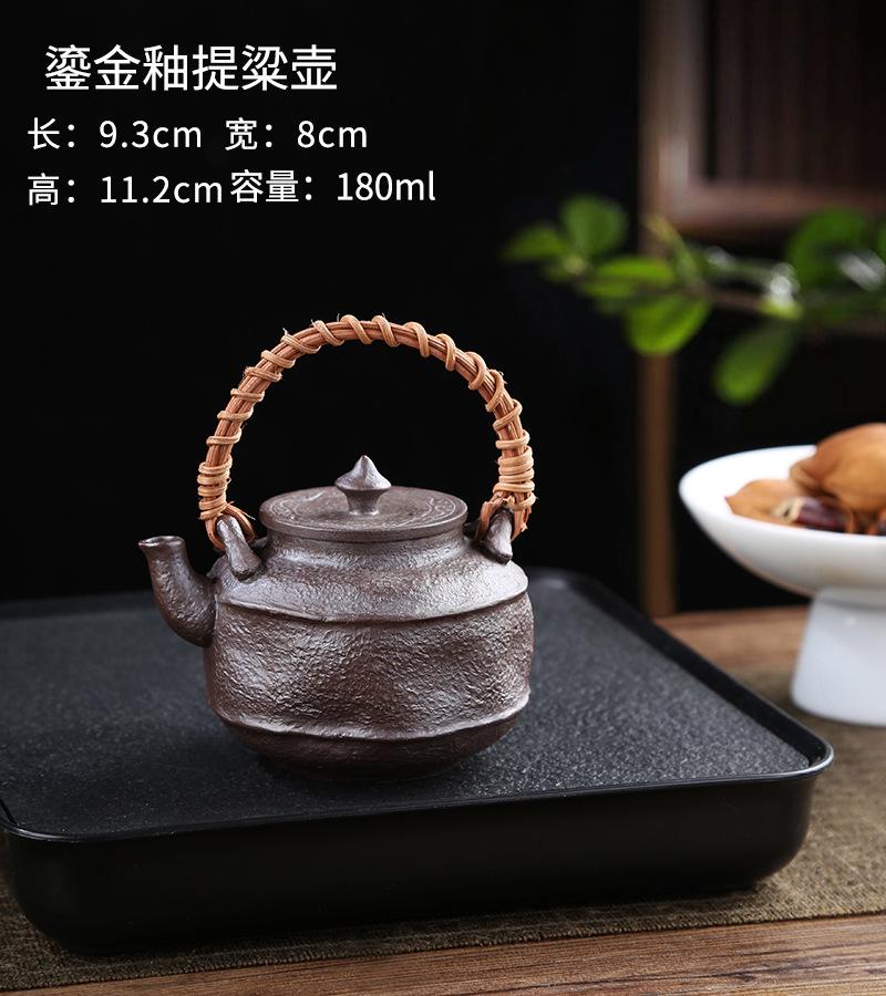 BRJapanese Style Rust Glazed Teapot Creative Ceramic Kung Fu Tea Set Office Portable Small Teapot Retro Tea Ceremony AccessoriesEY