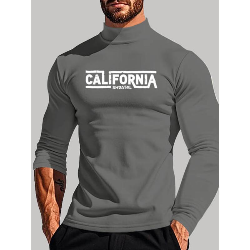 Polyester Men s Mock Neck Long Sleeve for Daily Commute S