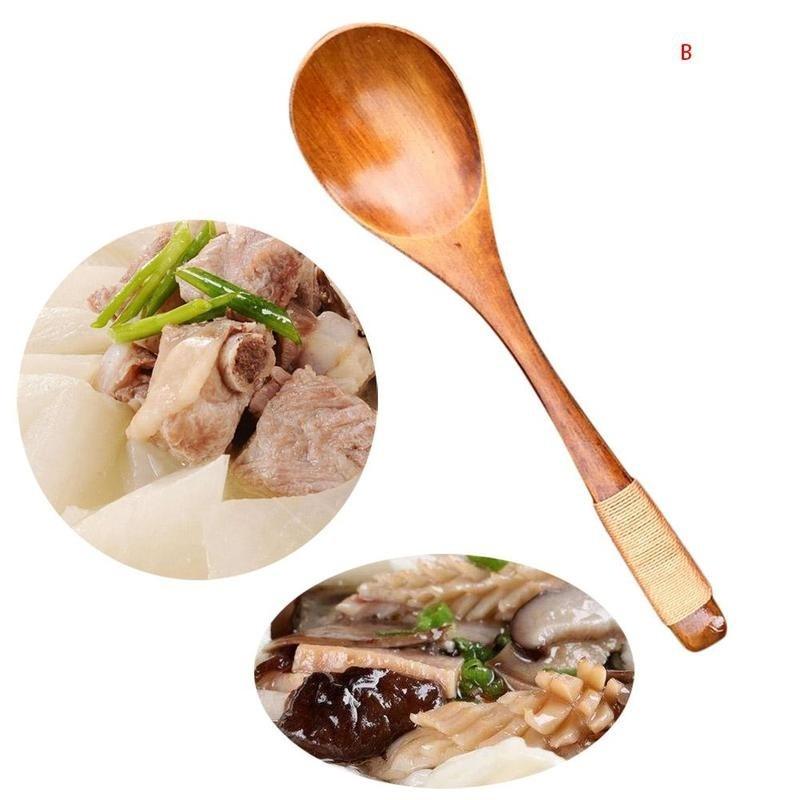 Wooden Spoons Large Long Handled Spoon Kids Spoon Wood Rice Soup Dessert Spoo