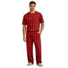 Men's Short Sleeve Pajama Set with Button Fly and Elastic Drawstring Waist for Home Loungewear