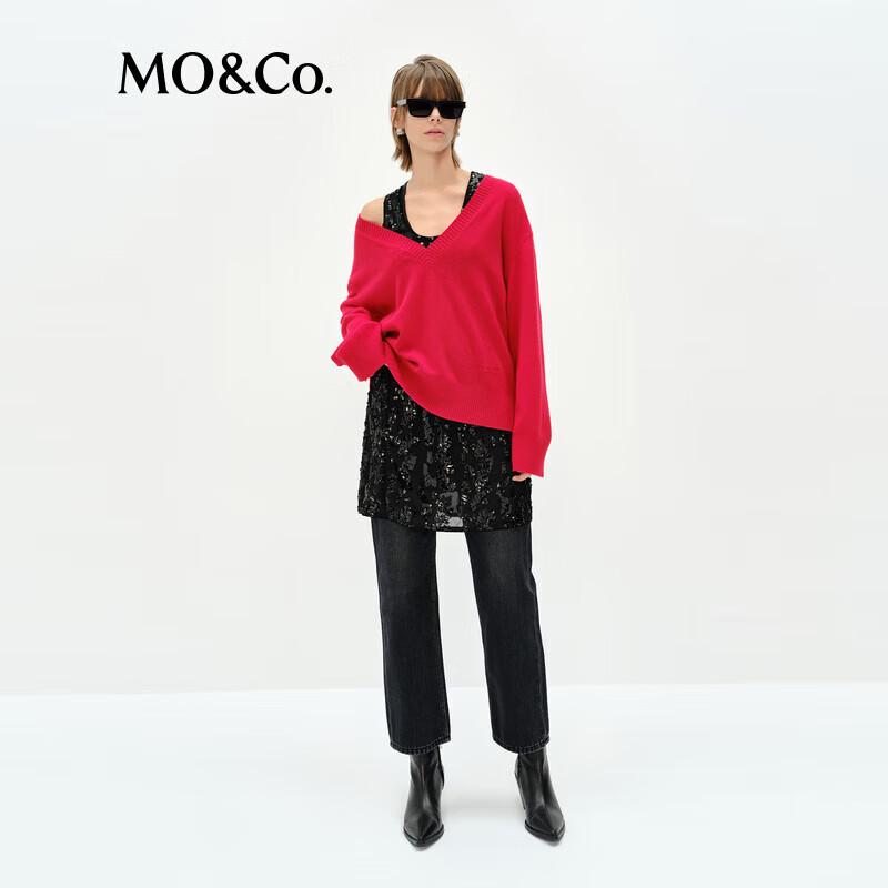 MO&Co. Women's Loose Merino Cashmere V-Neck Sweater