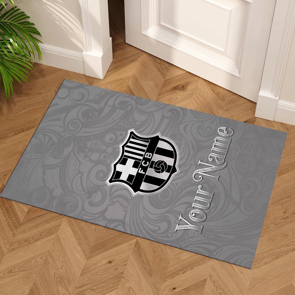 Barcelona Club Personalized Name Floor Rug Office Rug Perfect for Foyer Game Room Entryway Dormitory Antislip Carpet Anime Office Decor