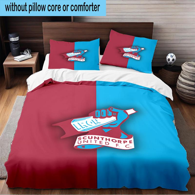 3PCS Scun-thorpe Football Crest Bedding Set,Including 1pc Duvet Cover And 2pcs Pillowcases Perfect for Bedroom, Dormitory, Fan Christmas gift