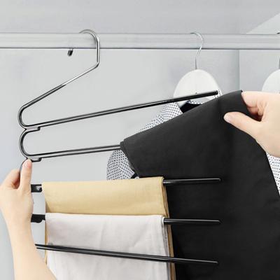 Storage Pants Hanger 5-tier Design Multifunctional Space-saving Wrinkle-free Closet Scarf Jeans Closet Organizer Home Supplies
