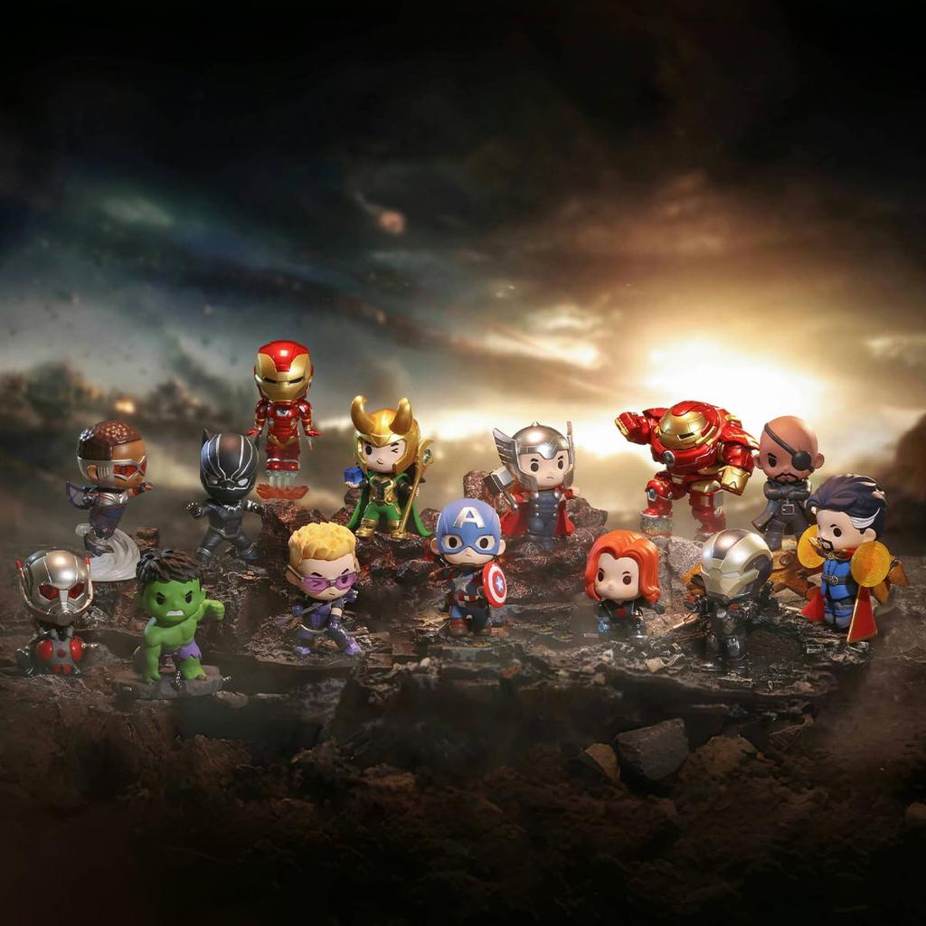 POP MART MARVEL Avengers Series [Assorted Box of 12] Pop Mart Gachapon Blind Box Figures, Plastic Models, Premium Toys, PVC Soft Vinyl, Original