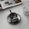 180ml/200ml Kaffeetasse Doppelschichtig Hitzebeständig Kaffeetassenset Edelstahl Teetasse mit Untertasse und Löffel