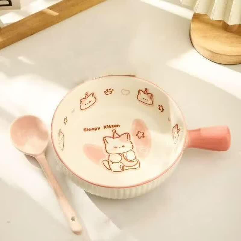 Youluo Cute Ceramic Solo Dining 4-Piece Set