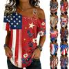 Damenmode Casual Print Sexy schulterfreies Kurzarm-T-Shirt-Oberteil