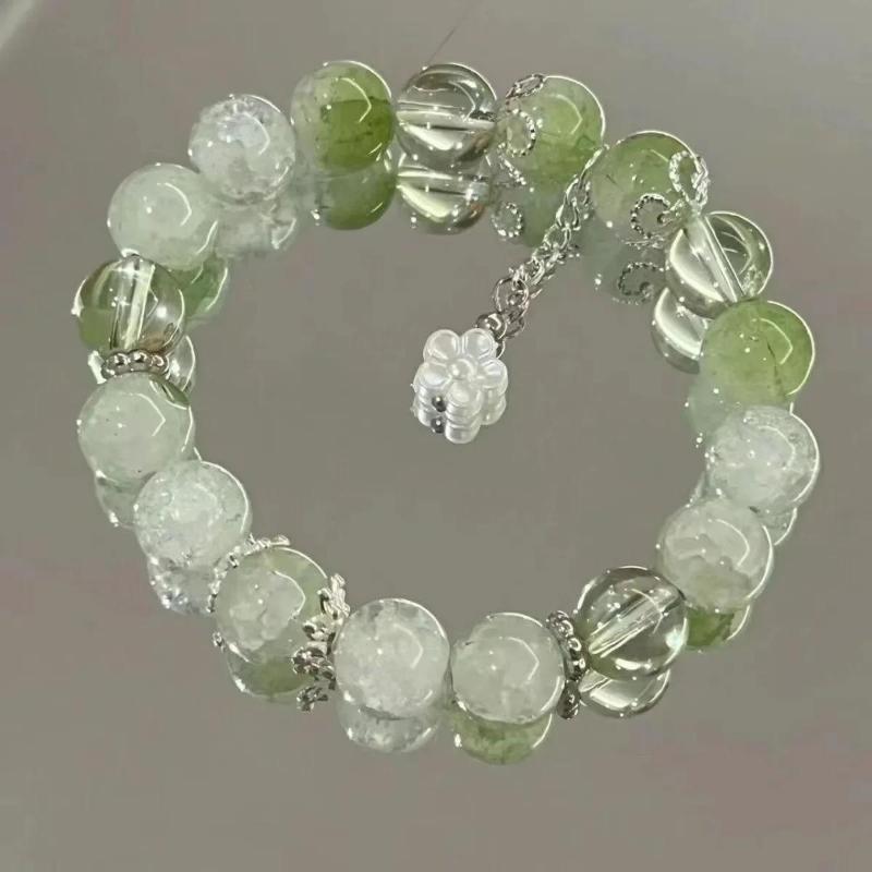 Bracciale con Perline e Ciondolo a Forma di Fiore Rosa di Cristallo Coreano e Farfalla per Donne, Catena Dolce con Perle, Gioielli Regalo per Fidanzata