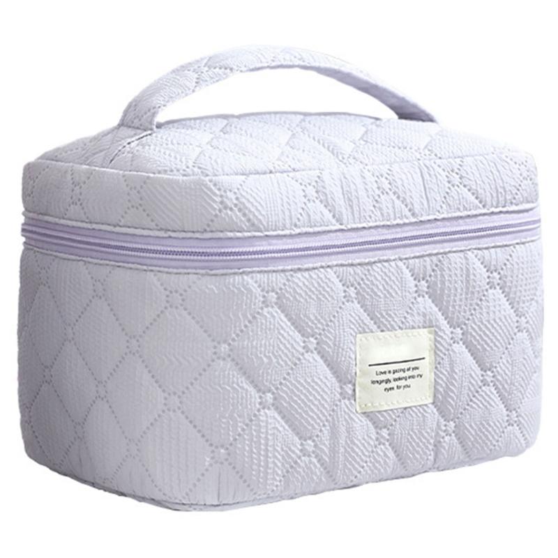 Fashion Cotton Makeup Bag Storage Organized Spacious Beauty Case With Zippered Quilted Cosmetic Bags