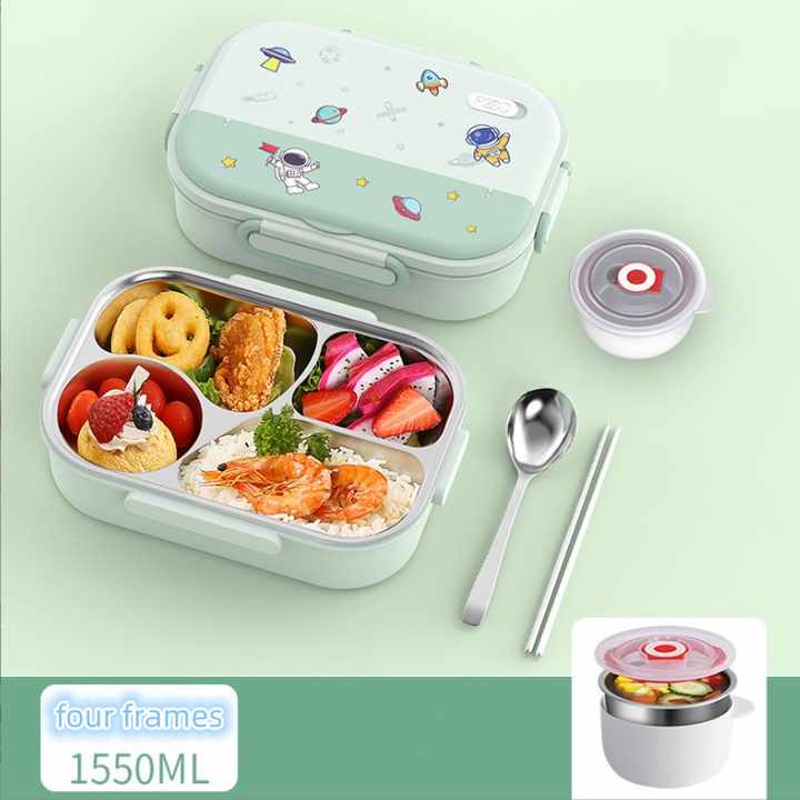 

316 Stainless Steel Thermal Lunch Box Microwave Safe 4/5 Grids with Cutlery Set for Adults Kids for Children School Picnic