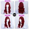 Red Water Curly Wave Bangs Wig 22 Inch  Fiber Synthetic Heat-resistant Deep Wave Hair Natural Party or Selfie Korean Fashion