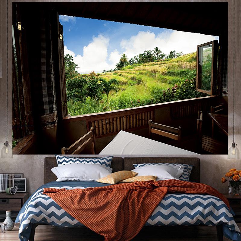 Okenní dekorace v ins stylu Velký gobelín Nástěnná geometrie Hippie gobelín Domácí pokoj Dekor Estetická dekorace