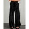 Women's Striped Wide Leg Pants Pinstripe Drawstring Elastic Waist Pants Casual