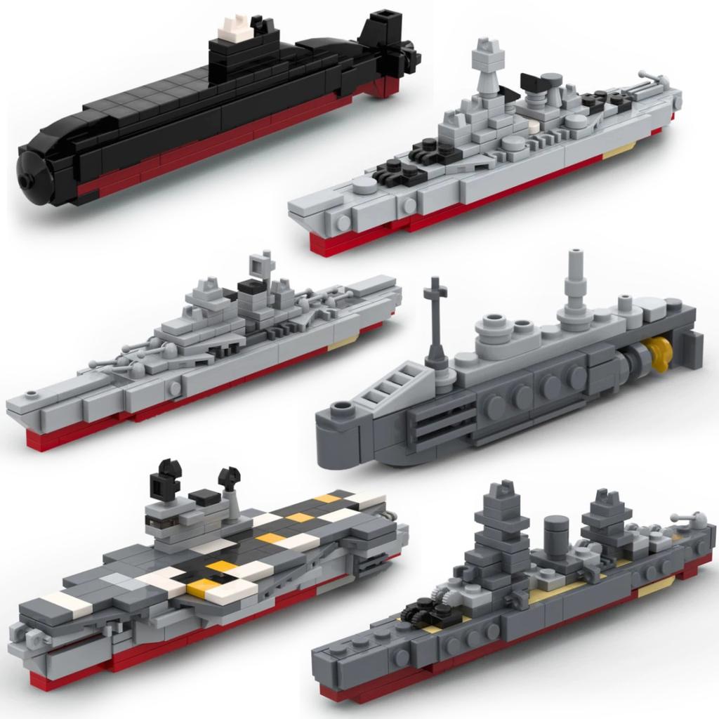 MOC Mini Warship Building Blocks Submarine Soldiers Carrier Ship Boat Bricks Toys Boys Gift