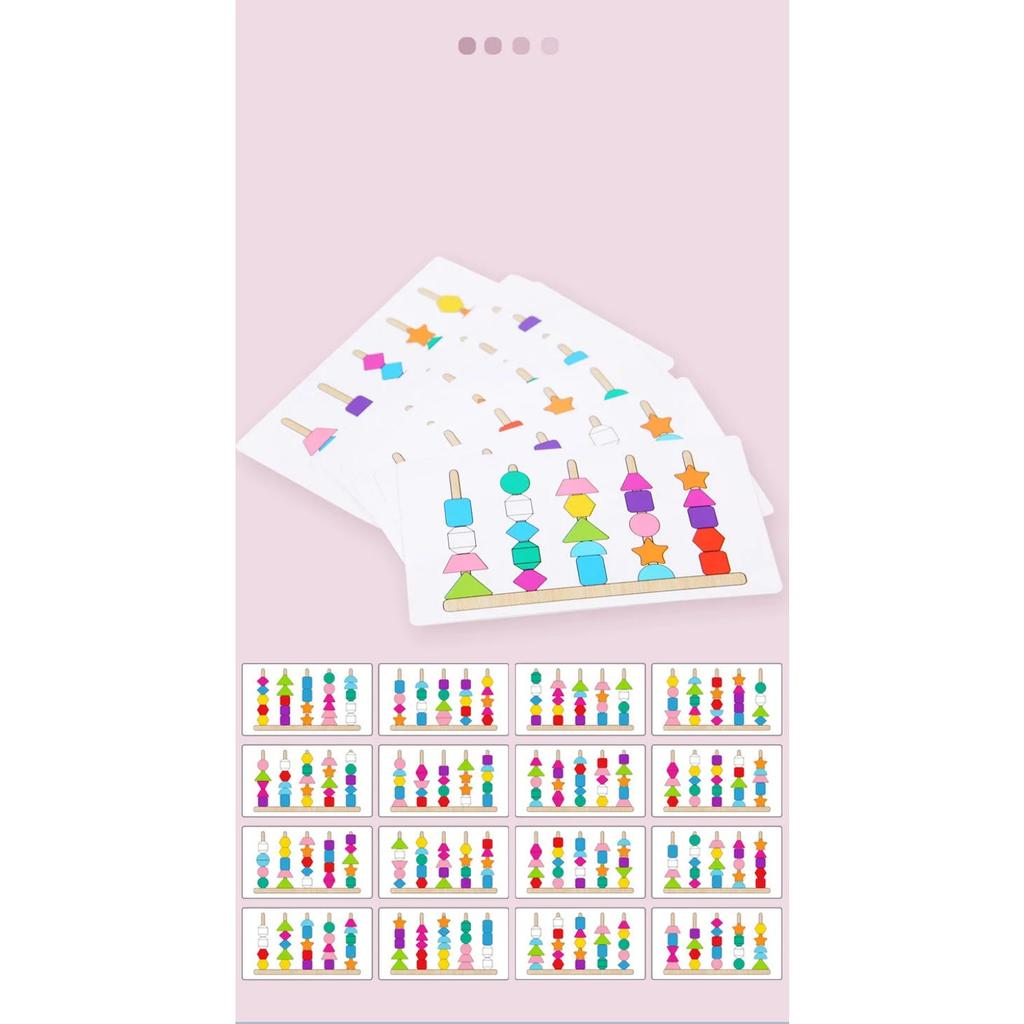 Montessori-Holzspielzeug, Farb- und Form-Matching-Puzzle-Spiel, bunte Perlen, Farberkennung, frühes Lernspielzeug, Geschenk für Kinder