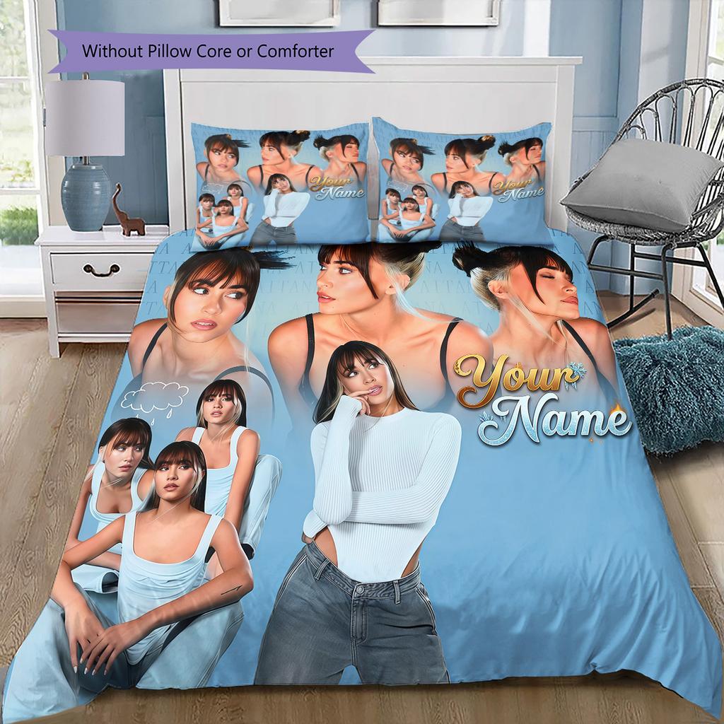 Custom Name Modern Fashion Portrait Bedding,Quilt Set Quilt Cover Pillowcase Home Birthday Gift (1 * duvet cover + 2 * pillowcase, without core)