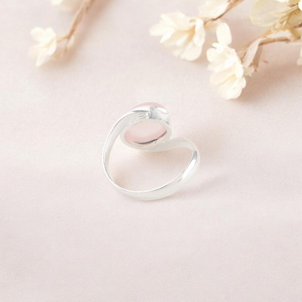 Rose Quartz Gemstone Ring 925 Sterling Silver Handmade Jewelry Thanksgiving Gift RR-53-28