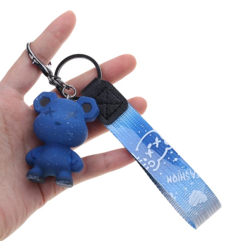 Unique Metal Keyring Color Changing Bear Resin Keychain Pendant for Couples and Friend