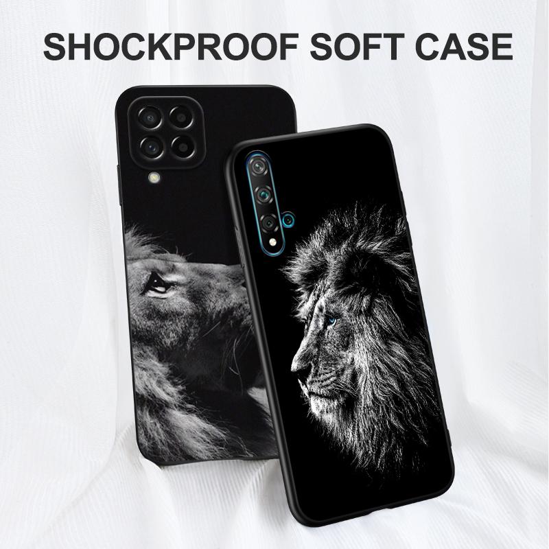 Schwarze TPU-Hülle für Huawei Honor 20 Lite 10 10i 20S 30S 30 7A 5.45 7s 7C 5.7 Cover Tiere Der Löwe
