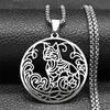 A beautiful cat animal pendant necklace for men and women, stainless steel gold/silver/black hollow flower chain jewelry necklace