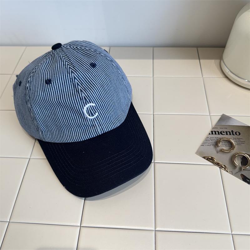 New Style, Striped Embroidered Baseball Cap, Female, Small Face, Hat, Casual Sun Shading Duckbill Cap, Male Instagram Trend