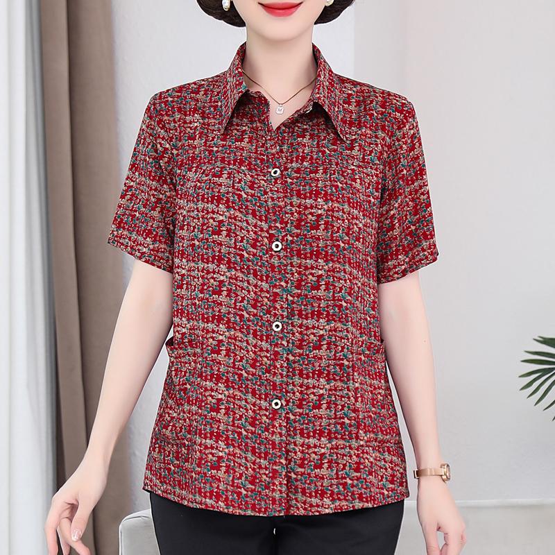 Summer Plus Size Shirts Women's Elegant Short Sleeve Summer Ladies Tops