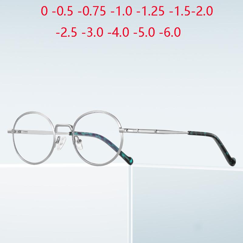 Small Frame Oval Nearsighted Glasses For Women Spring Leg Steampunk Student Myopia Photochromic Eyeglasses 0 -0.5 -0.75 To -6.0