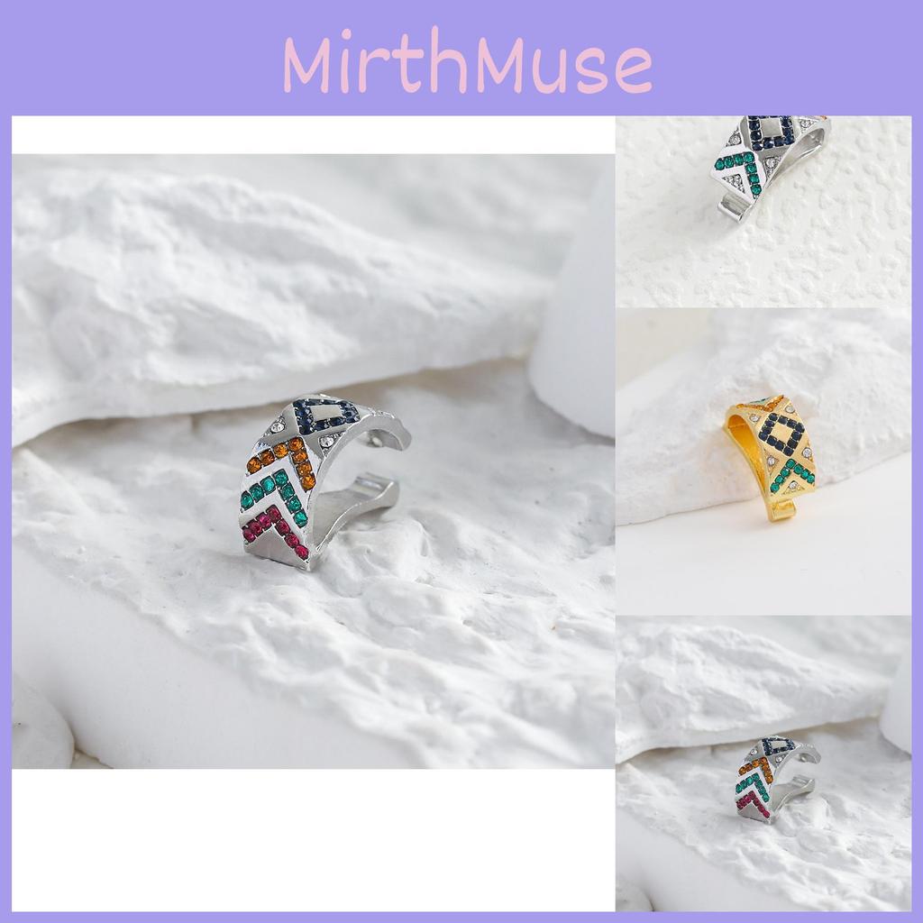 Alloy Colorful Stylish Gemstone Ear Cuffs For Women Geometric Design