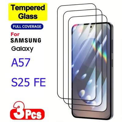 3 Pezzi Vetro Temperato Copertura Totale Per Samsung Galaxy A57 5G  A37 A27 Pellicola in Vetro Protettore Schermo Intero Per Galaxy S25 FE 4G 5G Vetro Durezza 9H